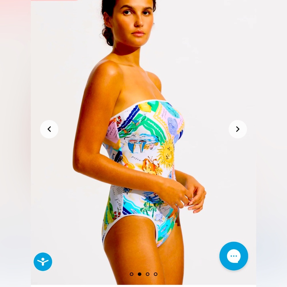 Seafolly Australia - Wish You Were Here DD Bandeau One Piece- Atoll Blue